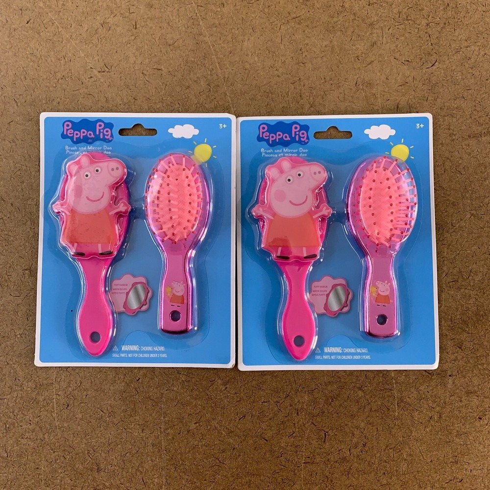Lot of 2 Townley Peppa Pig Pink Brush & Mirror Set NWT